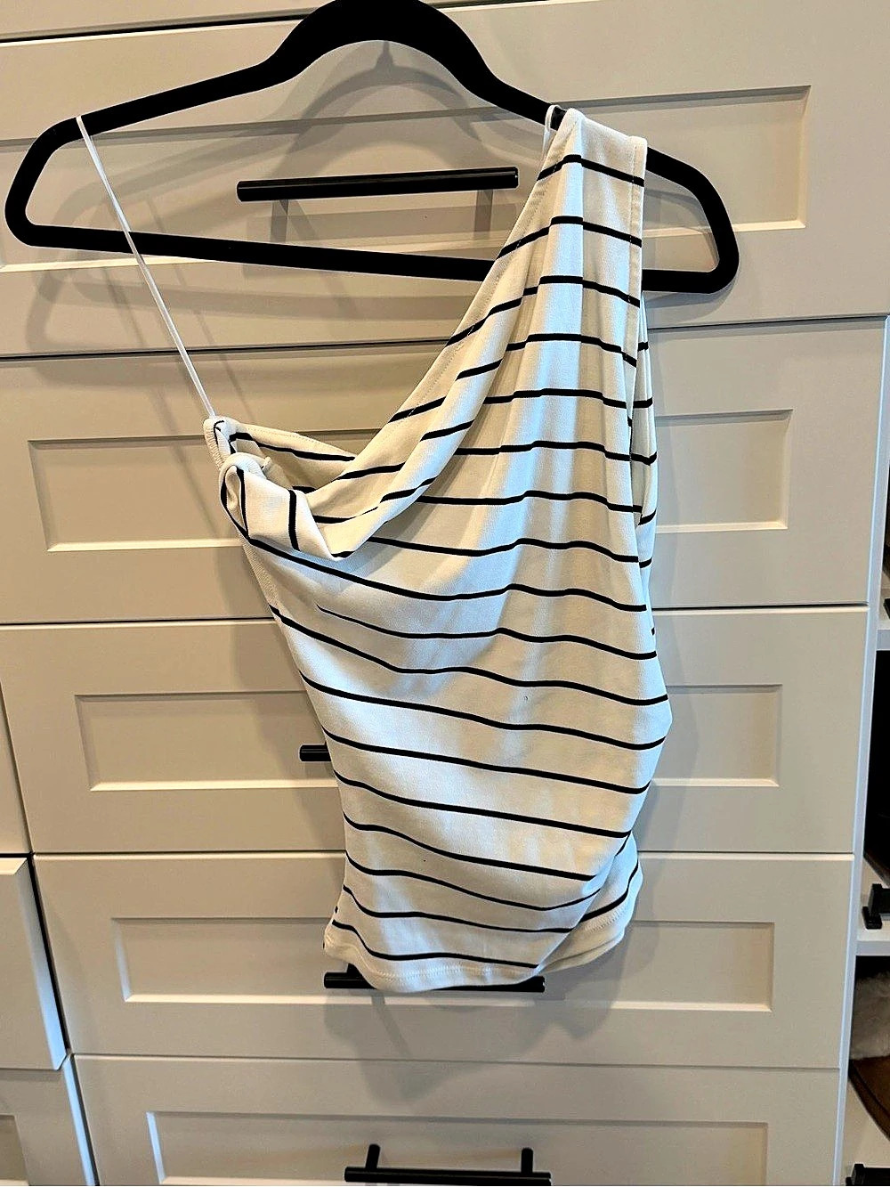 New with tags Zara Asymmetric Striped one shoulder Top White & Black